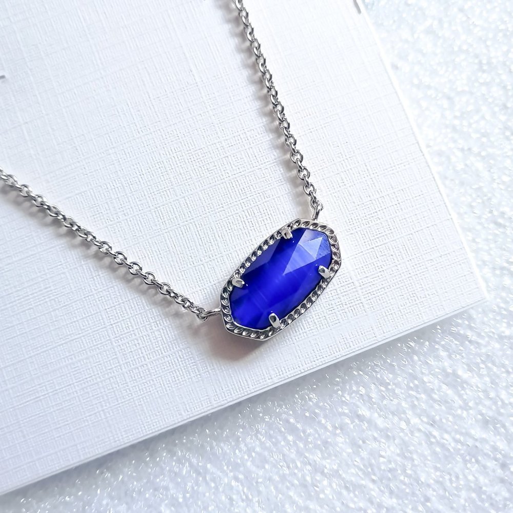 Kendra Scott Elisa Blue Cats Eye Silver Necklace